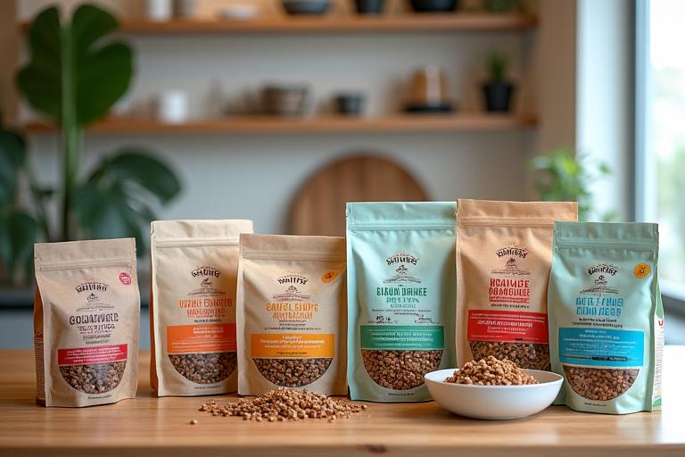 Selección de comida natural para perros y gatos